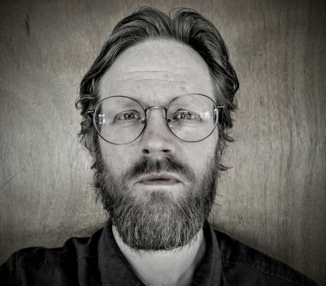 Programmer in black and white.